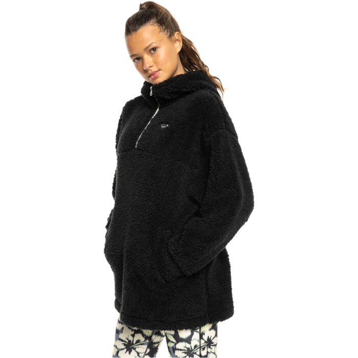 2024 Roxy Frauen Waves Of Warmth Sherpa Hoodie ERJPF03184 - True Black